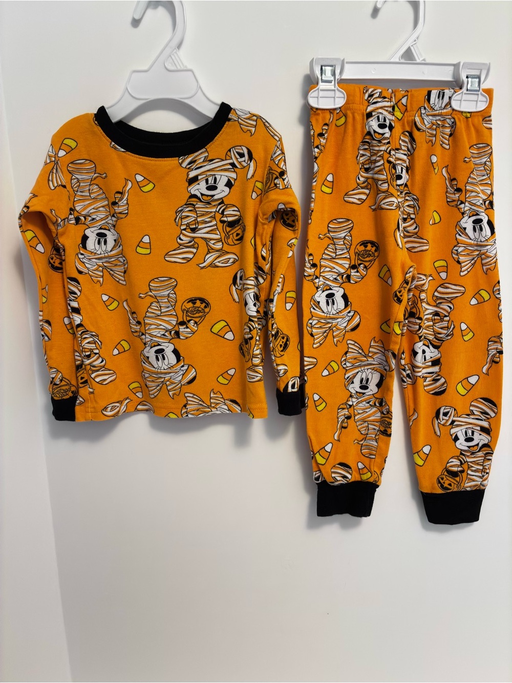 Disney Mickey & Minnie Mouse Halloween Mummy Print Pajama Set Size 4T